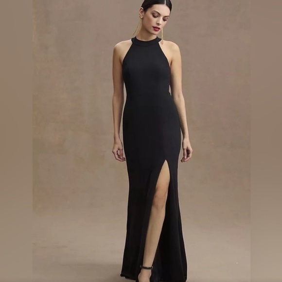 BHLDN Elegant Black Halter Wedding Dress - Picture 1 of 6